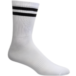 1 par hvide tennissokker med 2 sorte striber