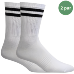 2 par hvide tennissokker med 2 sorte striber