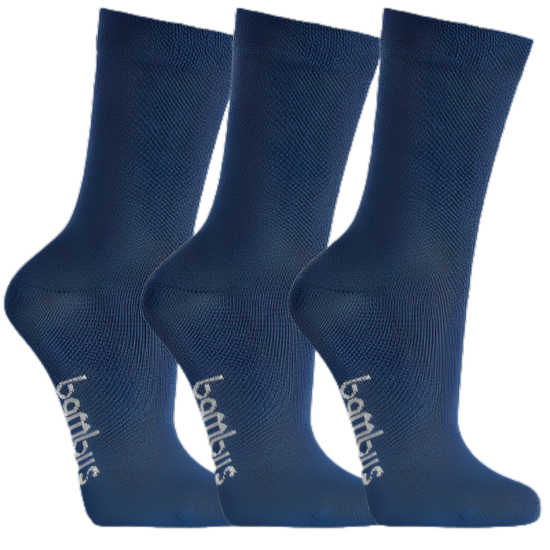 3 par blå bambus børnestrømper i lækker kvalitet og god komfort