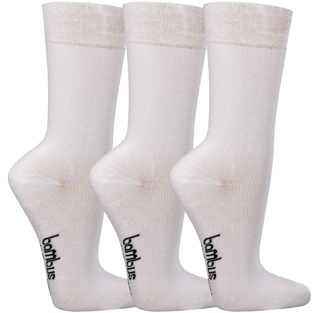 3-par-hvide-bambus-strømper Et sæt af 3 hvide bambus strømper