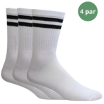 4 par hvide bambus tennissokker til sport og fritid