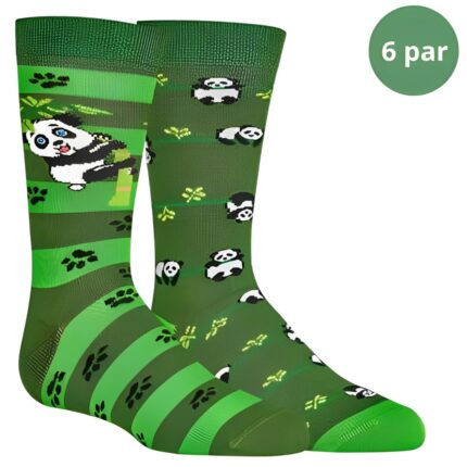 6 par panda bambus børnestrømper