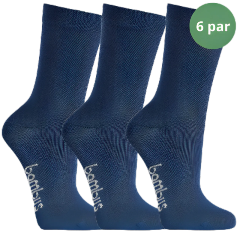 6 par blå bambus børnestrømper i lækker kvalitet og god komfort