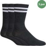 3 par sorte tennissokker med 2 hvide striber