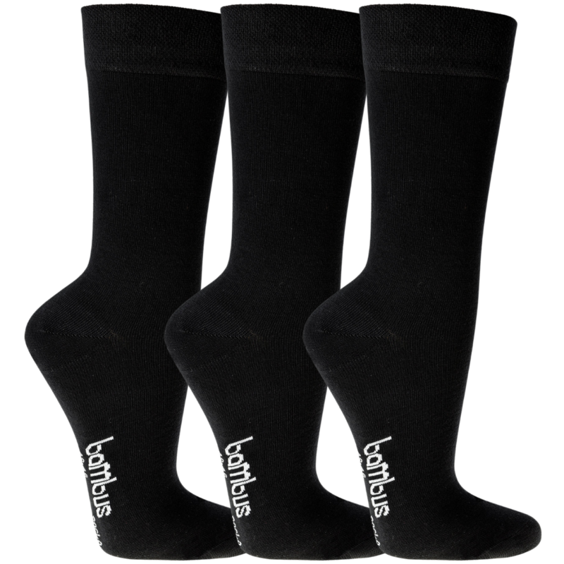 3 par sorte bambus strømper i lækker kvalitet. Strømper for diabetiker