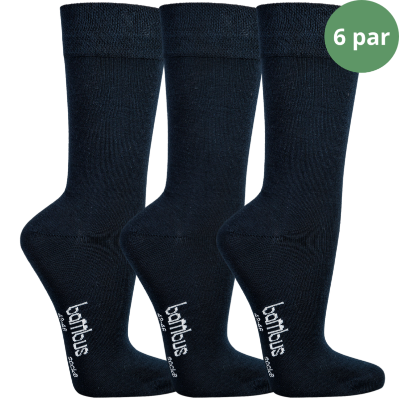 6 par blå navy bambus strømper