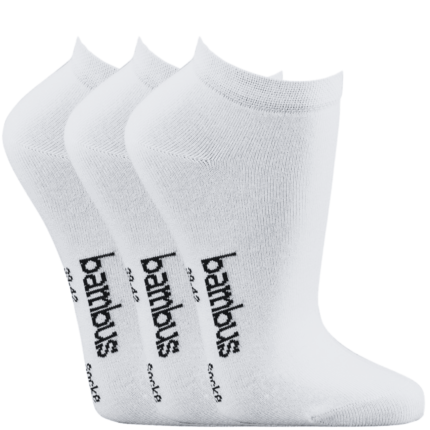 3 par hvide bambus ankelstrømper