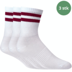 tennisokker i bambus med mørkerøde streger