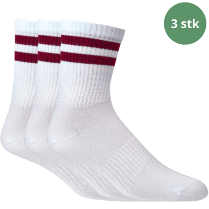 tennisokker i bambus med mørkerøde streger